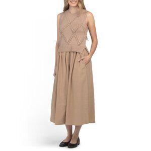 SUNDAY EDITION Taupe Twofer Sweater Dress